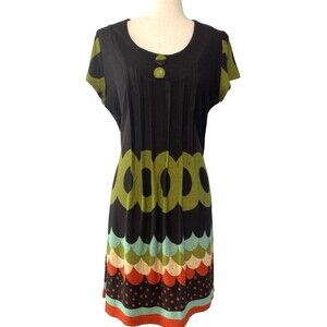 Anisa womens boho dress 100%cotton sheath stretchy sz L NWT art preppy comfort